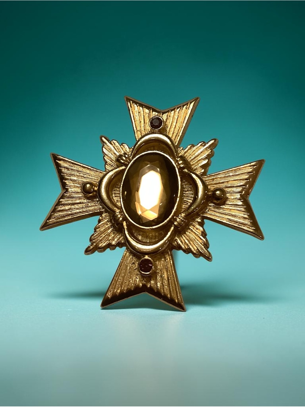 Avon Gold-Tone Cross Brooch Maltese Cross - Women Jewelry